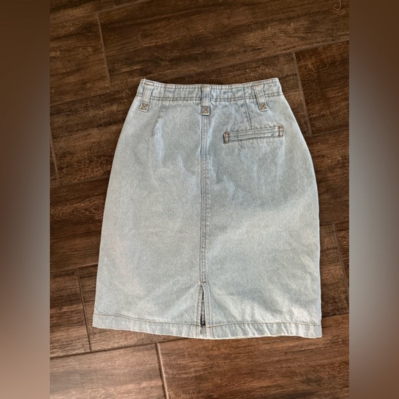Classic Light Blue Denim Pencil Skirt - Picture 2 of 4